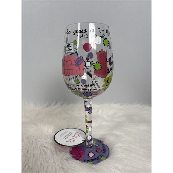 NEW Lolita Love My Wine Mommy's Time Out Hand-Painted Artisan Wine Glass 15oz - Picture 2 of 6